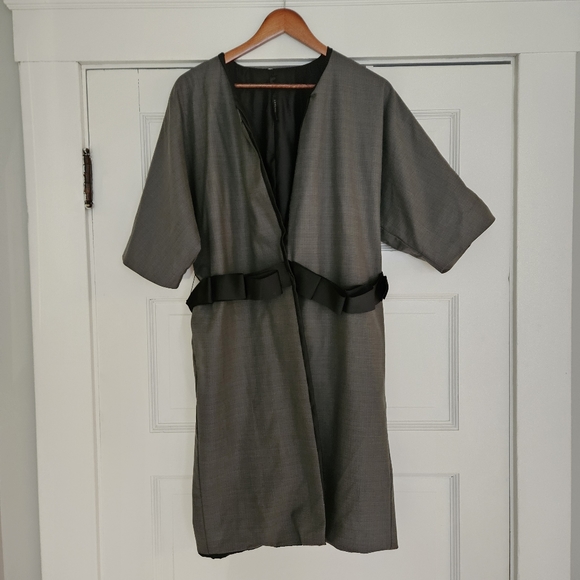 Poleci Classic Gray Overcoat Relaxed Fit Formal Evening Designer Jacket, 6 - Picture 9 of 10